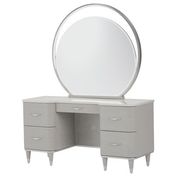 Eclipse Vanity/Writing Desk with Mirror - Moonlight Gray