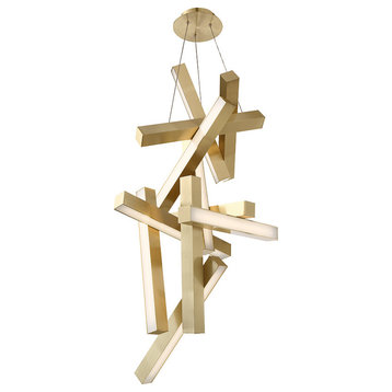 Modern Forms PD-64849 Chaos 25"W Integrated LED Chandelier - Aged Brass