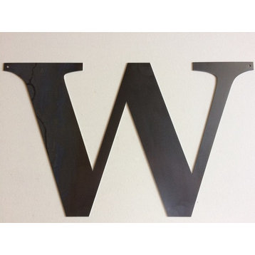 Rustic Large Letter "W", Raw Metal, 24"