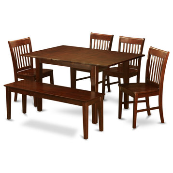 6 Pc Dining Small Table Set - Table With 4 Dining Chairs And Dining Bench