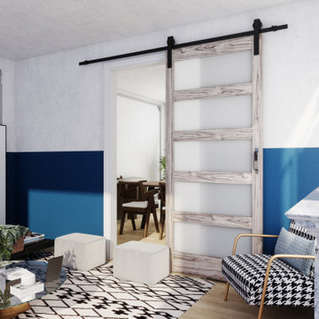 Glass barn door for hall