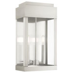 Livex Lighting - Livex LightiYork, 19" 2 Light Outdoor Wall Lantern, Brushed Nickel/Satin Nickel - The simple rectangular shape of the York collectioYork 19 Inch 2 Light Brushed Nickel Clear *UL: Suitable for wet locations Energy Star Qualified: n/a ADA Certified: n/a  *Number of Lights: 2-*Wattage:60w Candelabra Base bulb(s) *Bulb Included:No *Bulb Type:Candelabra Base *Finish Type:Brushed Nickel