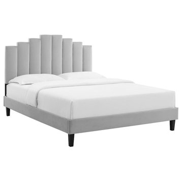 Modway Furniture Elise Twin Velvet 80" Platform Bed, Light Gray -MOD-6876-LGR