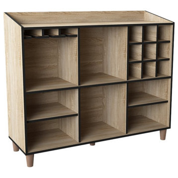 Furniture of America Lockbridge Modern Wood 8-Shelf Buffet in Natural Oak