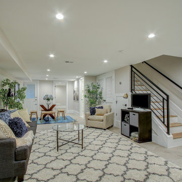 Basement remodel with bedroom space, closet space, living area, Irving