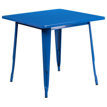 Flash Furniture 31.5" Square Blue Metal Indoor Table