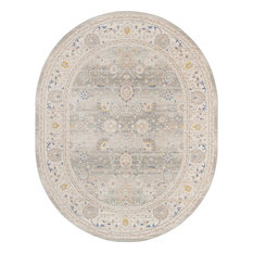 Unique Loom Whitney Vintage Border Rug 8' x 10' Oval Cloud Gray/Ivory