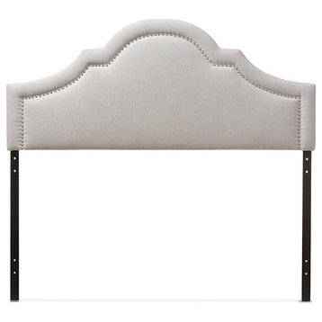 Rita Greyish Beige Fabric Upholstered Full Size Headboard, Greyish Beige