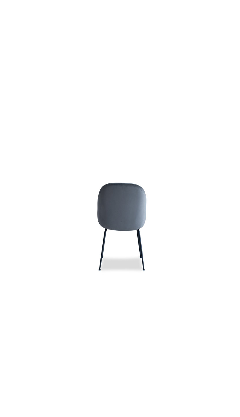 Verona Dining Chair, Set of 2, Dark Grey Velvet, Black Legs