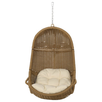 Yukon Outdoor Wicker Hanging Basket Chair With Cushions