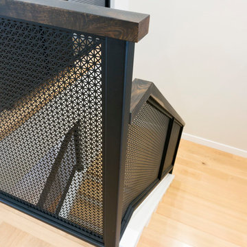 Oak Hand Rail + Perforated Steel Railing