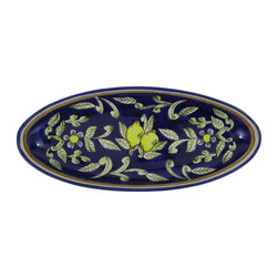 Le Souk Ceramique - Extra Large Stoneware Oval Platter Citronique Design - Serving And Salad Bowls