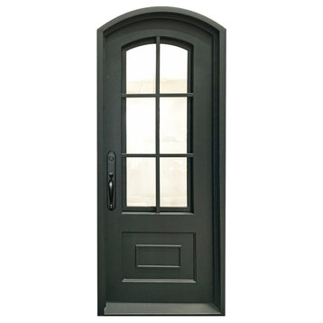 Classica 39"x96" Wrought Iron Door, 6" Jamb, Matte Black, Right Hand
