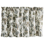 Ellis Curtain - Madison Floral Tailored Tiers, Blue, 56x36 - Make a colorful, stylish statement in any room with this rich and beautiful floral. Made with 50-percent polyester/50-percent cotton duck fabric that creates a smooth draping effect, soft texture and easy maintenance. Tailored Tier curtains are used to cover the lower portion of your windows or used alone on shorter length windows. Each curtain panel is constructed with a 1.5-inch header and 1.5-inch rod pocket.  Sold in pairs (2 panels) width measures 56-inches (both 28-inch panels together), while length measures 36-inches from top stitch down. For wider windows add multiply panels together. Easy care machine washable.