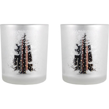 Pomeroy Tree, Set of 2 Votives, Large, Frosted Antique Silver