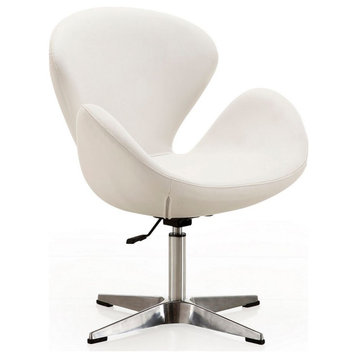 Raspberry Faux Leather Adjustable Swivel Chair, White and Polished Chrome