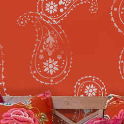 Almora Indian Paisley pattern wall stencil - Wall Stencils
