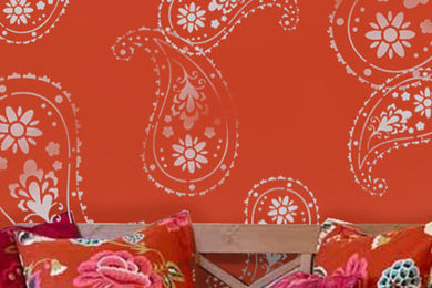 Almora Indian Paisley pattern wall stencil