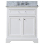 Water Creation - Derby White Bathroom Vanity, Pure White, 24" Wide, No Mirror, No Faucet - Add a touch of sophistication to your bathroom with the Derby Double Vanity which includes beautiful tempered glass knobs and pulls. Featuring undermount oval-shaped ceramic sinks and solid brass hardware, no detail was overlooked in the making of this piece. With a Carrara white marble countertop and multiple drawers and cupboards, this vanity offers ample storage while being stylish. This charming white-colored bathroom vanity combines innovative craftsmanship with a timeless design and is unmistakably sophisticated. Water Creation creates luxurious pieces that are classically inspired and detail-oriented.