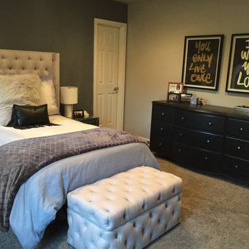 Modern Gray and Black Teen Girl Bedroom