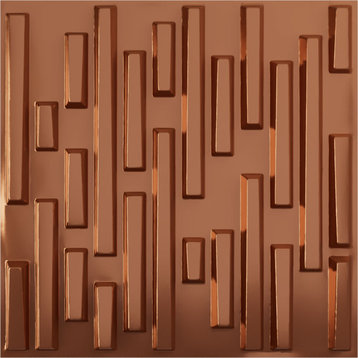 Staggered Brick EnduraWall Decorative 3D Wall Panel, 19.625"Wx19.625"H, Copper