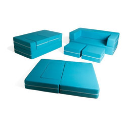 Jaxx Zipline Loveseat with Ottomans - Footstools And Ottomans