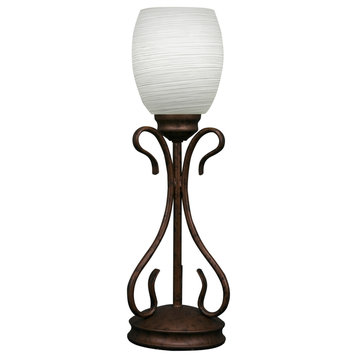 Swan Mini Table Lamp In Bronze, 5" White Linen Glass