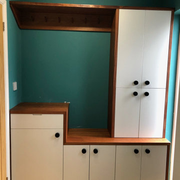 Sapele Contrast Corner Cabinetry & Shelving System