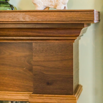 Custom Victorian Room with Walnut Trim and Mantelpiece and Custom Built-Ins