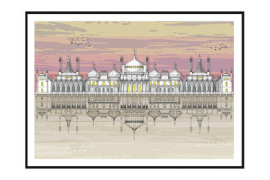Brighton Royal Pavilion Sunset Giclée Print, A4