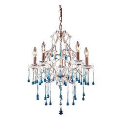 Elk Group International - Opulence 5 Light Chandelier, Rust and Aqua Crystal - Chandeliers