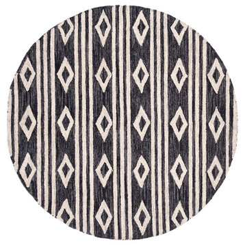 Safavieh Micro-Loop Collection MLP153 Rug, Charcoal/Ivory, 5' Round