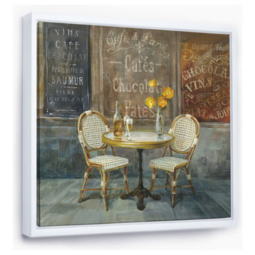Designart French Cafe Traditional Framed Wall Art, White, 46x46