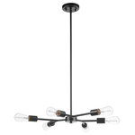 Globe Electric - Tetra 6-Light Matte Black Chandelier - The Tetra Collection by Globe Electric has an open socket design, bringing a truly industrial element into your home while adding texture and style. You can place this light fixture anywhere you need a bold statement piece - be it a living room, dining room or your bedroom. This 6-Light Chandelier is simply gorgeous and is finished with a matte black color that will accent any bulb you choose. Add vintage Edison style bulbs for a stunningly retro look or modernize the light with designer bulbs. Since this hanging pendant light uses standard E26 base bulbs, you can even use Globe Smart bulbs to create different lighting designs for every aesthetic and mood. The options are endless!