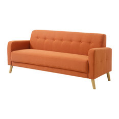 Single Cushion Sofas Houzz Ac Pacific Manufacturer Modern Sofa With Stylish On Tufted Back And Single Cushion Orange