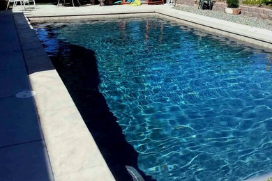 This is an example of a large traditional backyard rectangular lap pool in Boise with concrete slab.