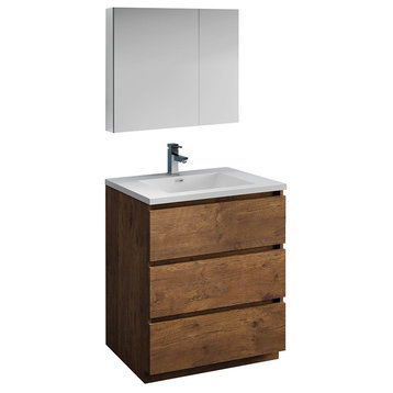 Lazzaro 30" Rosewood Free Standing Vanity Set, Livenza Faucet/Chrome