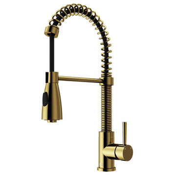 VIGO Brant Pull-Down Kitchen Faucet, Matte Gold, Without Extras