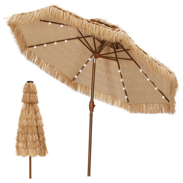 Ainfox 9FT Thatched Tiki Umbrella Table Umbrella With Tilt No Base