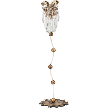 Venetian Candlestick Holder - Gold Leaf with Cut-Glass Crystals, Medium