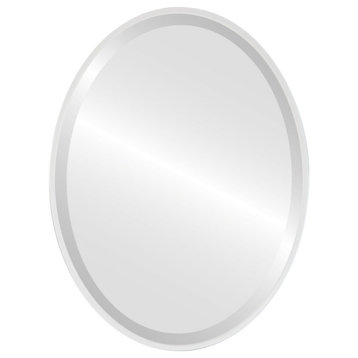 Medina Framed Oval Mirror, Linen White, 19"x25"