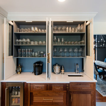 Custom Walnut/Brass Inlay cabinets