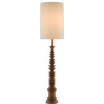 Currey & Company - Malayan Floor Lamp - The fluted stem of the Malayan Floor Lamp is made of rubber wood in its natural color for an elemental feel. The tall, thin eggshell linen shade we've placed atop it makes the wood lamp all the more commanding. In our Phyllis Morris Collection, the Malayan looks as exotic as its name.
