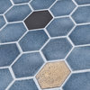 Lugo 12.1x10.43, Blue Lava Stone Mosaic Floor & Wall Tile, 7.83ft/case, Box of 9