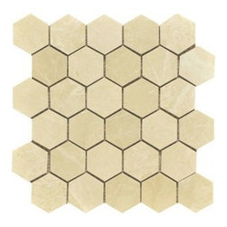 Botticino Fiorito Marble Hexagon Mosaic Tile Polished - Home Accessories & Decor