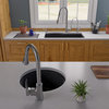 17" Undermount Round Granite Composite Kitchen Prep Sink, Black