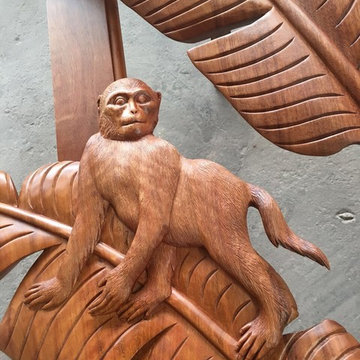 Tropical Leaves Carved Sliding Doors