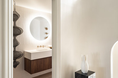 Example of a trendy powder room design in San Francisco