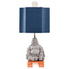 Dann Foley Lifestyle Concrete and Metal Table Lamp Gray and Orange Blue Shade