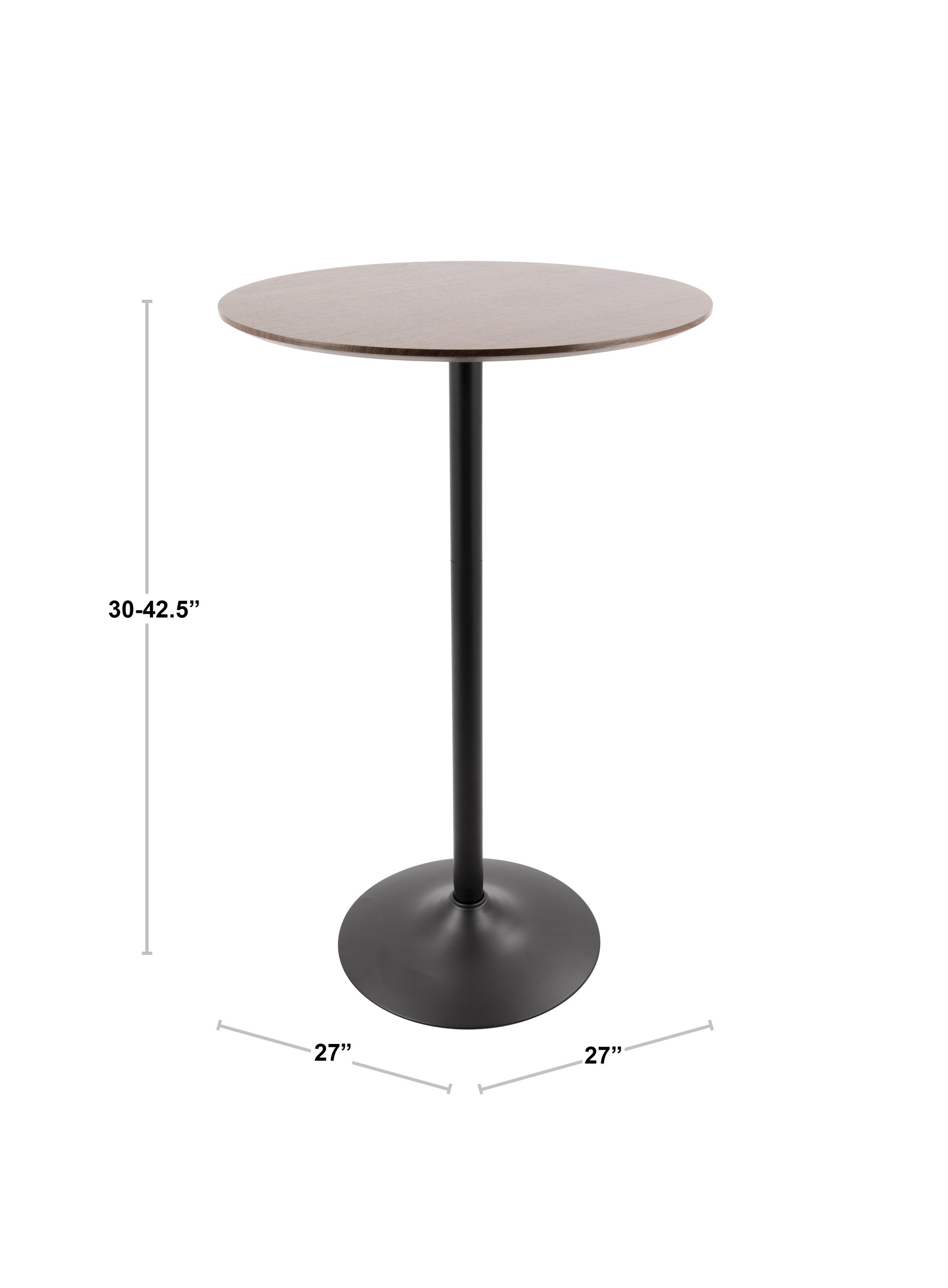LumiSource Pebble Table, Black Metal/Walnut Wood